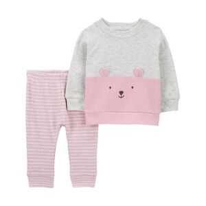 Carter's Child of Mine Baby Girl Outfit Set Beary Cute Face, 2-Piece 24 Months